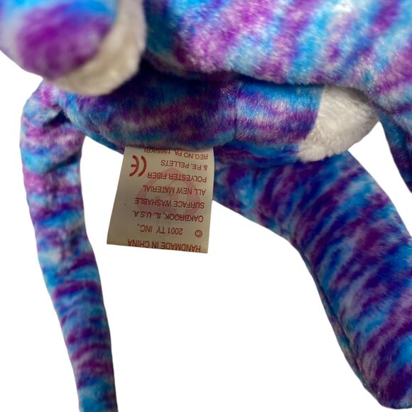 KOOKY Cat Ty Beanie Baby Blue and Purple Multicolored Whiskers Nose 2000/2001 - Picture 8 of 8